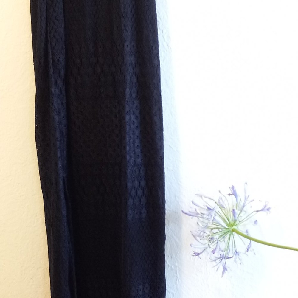 Vintage 90s Black Crochet Pointelle Maxi Slip Dress - Picture 8 of 15
